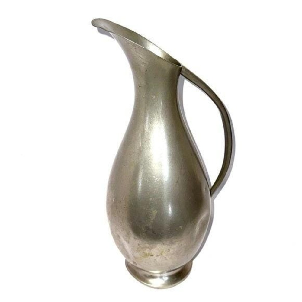 VTG MCM Jeka Tiel Holland Pitcher Dutch Pewter Vase Elegant 12" Tall Dents